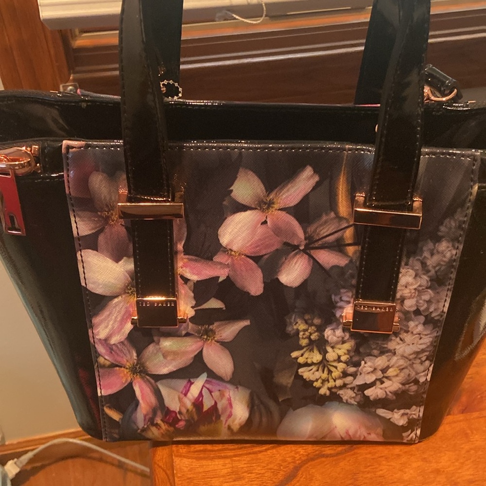 Ted Baker London Floral Shoulder Bag - Black and Pink - Picture 9 of 9